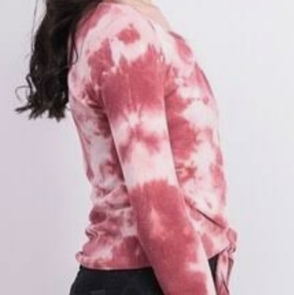 NWOT Ultra Flirt Tie Dye Twist Hem L/S Henley Thermal Style Top, Size XL - Picture 4 of 12